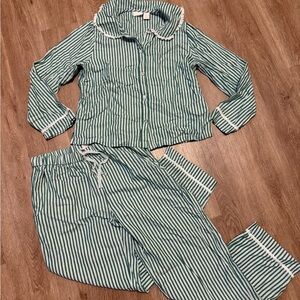 NWOT Rachel Ashwell 100% Cotton Green Striped Women's Pajama Set - Size Small
